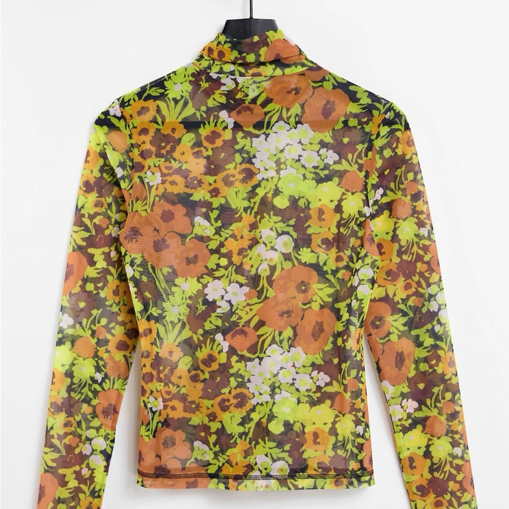 & Other Stories mesh long sleeve top in floral print